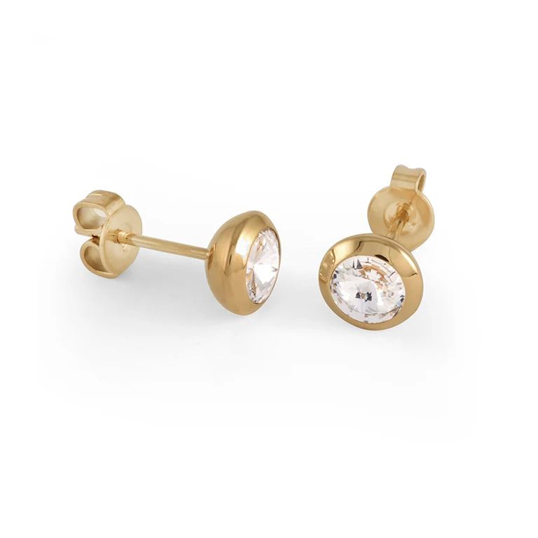 7.5mm Cz Bezel Stud Earrings - Image 2