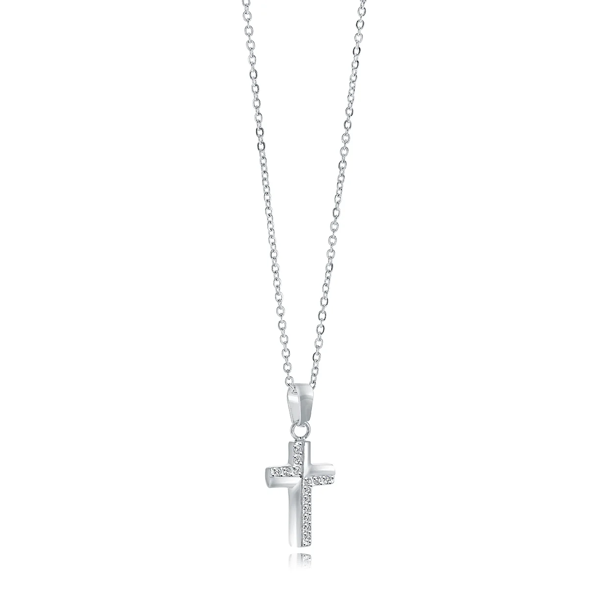 Half-Cz Micro Cross Necklace