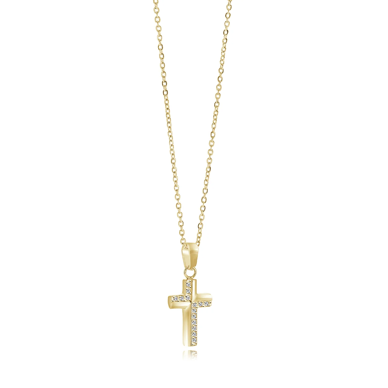 Half-Cz Micro Cross Necklace - Image 2