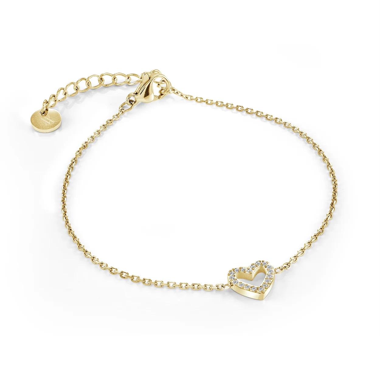 White Cz Heart-Outline Bracelet - Image 2